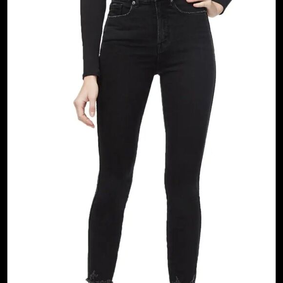 Good American good curve crop high waisted black Jeans sz 6/28 - Picture 1 of 5